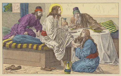 Marie Madeleine aux pieds de Jésus
