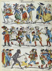 Mascarade : personnages caricaturés masqués - Image d