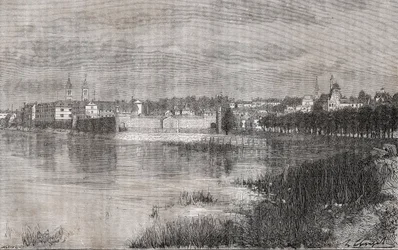 Melun - Île-de-France - gravure dans "La France illustrée : géographie, histoire, administration statistique" par V.A. Malt-Brown. 1884