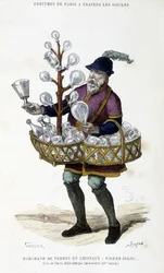 Marchand de verres et cristaux au XVe siècle - dans "Paris à travers les siècles" par H. Gourdon de Kenouillac, éd. F. Roy, Paris
