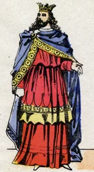 Dynastie mérovingienne : Portrait de Childéric III (714-755) roi des Francs de 743 à 751. Imagerie d