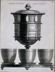 Métal: service à café avec cuillères et sucrier, 1780-96