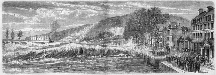 Phénomène météorologique : effet de la marée sur la barre de la Seine à Villequier (Seine Maritime, 76), 9 mars