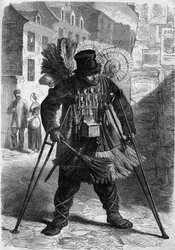 Métier parisien : le marchand de plumes, tasses, cuillères en pot