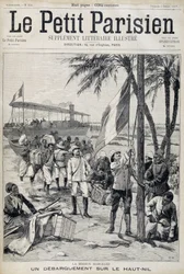 Mission Marchand : débarquement sur le haut Nil - dans "Le Petit Parisien" du 02/10/1898 (gravure)