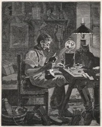 Application moderne par un cordonnier de la Pila Vitrea. Globe de verre rempli d