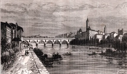 Montauban - Languedoc-Roussillon-Midi-Pyrénées - gravure dans « La France illustrée : géographie, histoire, administration statistique » par V.-A. Malt-Brown. 1884
