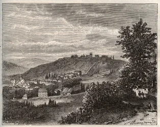 Montmédy - Meuse, en région Lorraine - gravure dans "La France illustrée : géographie, histoire, administration statistique" par V.A. Malt-Brown. 1884