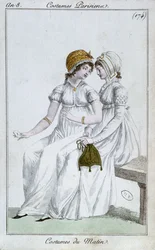 Robe du matin, planche de mode des Costumes Parisiens, 1800
