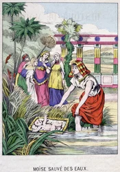 Moïse sauvé des eaux - dans "Vie de Moïse", éd. Olivier Pinot, Épinal, fin 19ème siècle