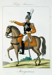 Mousquetaire Monté, de Troupes Françaises, pub. chez Basset, Paris, vers 1790