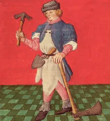 Ms.3066 fol.42 v Le Forgeron, du Livre des Échecs Moralisés par Jacques de Cessoles