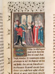 Ms. 149 t.3 fol.88 Le Mariage de Philippe Auguste (1165-1223) Roi de France et Isabelle de Hainaut, fille du Comte Baudouin