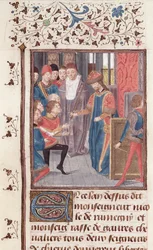 Ms 149 t.3 fol.95v Nomination de deux chevaliers, de l