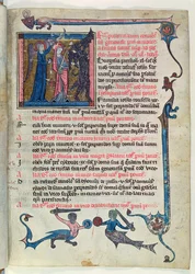 Ms 16261 fol.13v Sainte Geneviève combattant un démon avec l