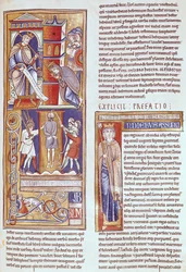 Ms 1 fol.284r Esther et Assuérus et la pendaison d