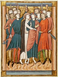 Ms 3016 fol. 15v Le Baiser de Judas, tiré du Psautier à l