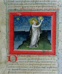 Ms 313 Dieu créant les étoiles, de la Bible des Grands Augustins, 1494