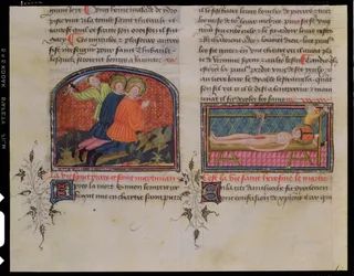 Ms 3682 La Décapitation de Saint Processus et Saint Martinien et le Martyre de Saint Érasme, de Legenda Sanctorum Aurea par Jacques de Voragine