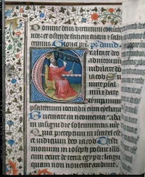 Ms 376 Roi David jouant un carillon, illustration d