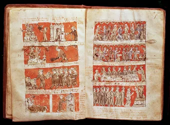 Scènes de la vie des étudiants du Collège de la Sainte Vierge à Paris, des Statuts du Collège de Hubant, 1387