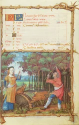 Ms 438 Le mois de novembre : Récolte des glands, d
