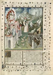 Ms 55 t.2 fol.3 La Cité de Dieu, la Cité de Caen et la Cité des Vices, de La Cité de Dieu de Saint Augustin d