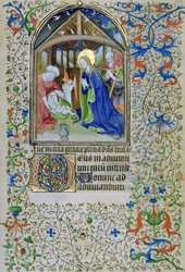 Ms 66 f.44r La Vierge et Joseph adorent le Christ nouveau-né, d