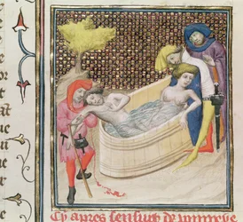 Paulina Mourant Avec Sénèque, de De Claris Mulieribus, par Giovanni Boccaccio (1313-75)