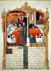 Ms Fr 2829 fol.90 Miracles au tombeau de Saint Louis, du Livre des Faiz de Monseigneur Saint Louis