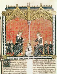 Le Roi Charles V (1338-80) et Jeanne de Bourbon (1338-77) avec leurs enfants, du Rational des divins offices par Guillaume Durand (1230-96) 1374