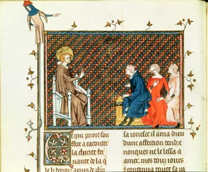 Saint Louis enseignant à ses enfants, de la Vie et Miracles de Saint Louis, c.1330-40