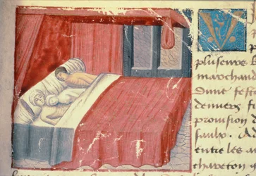 Ms Hunter 252 f.18r Scène de lit, tirée de 