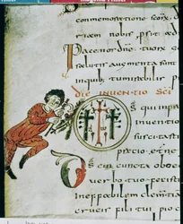 Initiale historiée O, du Sacramentaire de Gellone