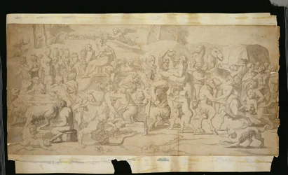 Scène mythologique avec satyres
