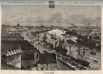 Nantes - Loire-Atlantique - gravure dans « La France illustrée : géographie, histoire, administration statistique » par V.A. Malt-Brown. 1884
