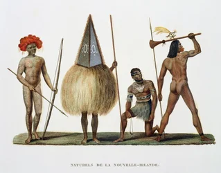 Indigènes de la Nouvelle-Irlande, de Voyage autour du Monde, exécuté par Ordre du Roi sur La Corvette de Sa Majesté, La Coquille pendant les Années 1822, 1823, 1824 et 1825, par Louis Isidore Duperrey (1786-18