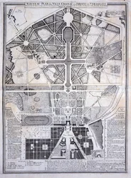 Nouveau Plan de la Ville, Château et Jardins de Versailles, 1714, de Les Plans, Profils et Élévations des Villes et Château de Versailles, publié c.1715