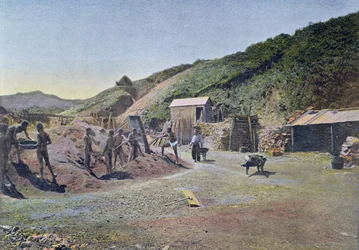 Mines de nickel sur la côte est de la Nouvelle-Calédonie, gravé par Gillot, c.1900