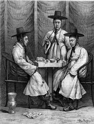 Nobles Coréens. Gravure dans "Le Journal de la jeunesse"