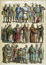 Costumes civils, religieux et guerriers normands et anglo-normands (1066-1200) - gravure