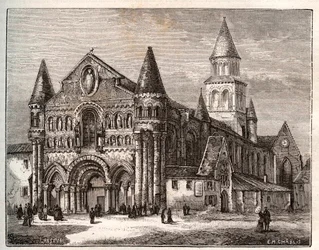 Notre-Dame de Poitiers - gravure dans « La France illustrée : géographie, histoire, administration statistique » par V.A. Malt-Brown. 1884