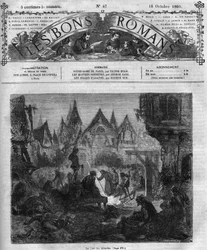 Série de romans : « Notre-Dame de Paris » par Victor Hugo (1802-1885). La cour des miracles. Gravure dans « Les bons romans »