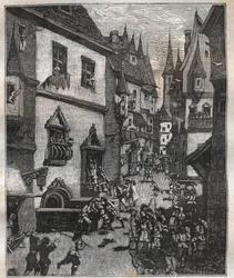 Le 20 mai 1636, huit faux-monnayeurs furent arrêtés rue Champfleuri par deux commissaires de police accompagnés d