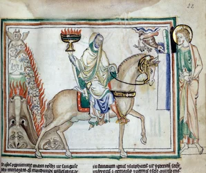 Ouverture du quatrième sceau : La Mort chevauchant le cheval vert. Miniature tirée de « L