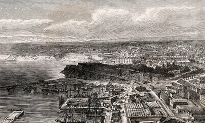 Oran - Algérie - gravure dans «La France illustrée: géographie, histoire, administration statistique» par V.A. Malt-Brown. 1884