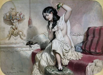 Femme orientale à sa toilette, milieu du XIXe siècle