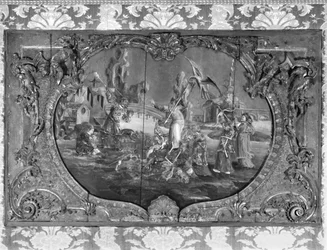Panneau de dessus de porte avec sujet chinois, vers 1730