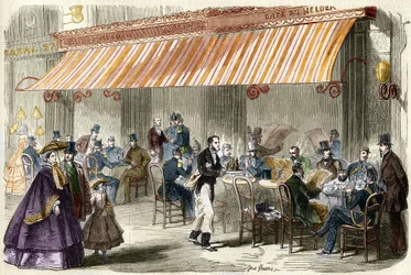 Paris au XIXe siècle. Le boulevard des Italiens en 1859 : devant le café Helder à cinq heures du soir.