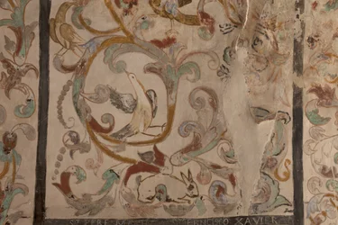 Église paroissiale (Església de la Mare de Déu de Solers). Intérieur. Les nefs. Peintures murales. Détail. 16ème siècle (?)
